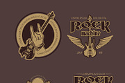 Rock and Roll vintage logos set