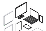Isometric 3d computer vector icons