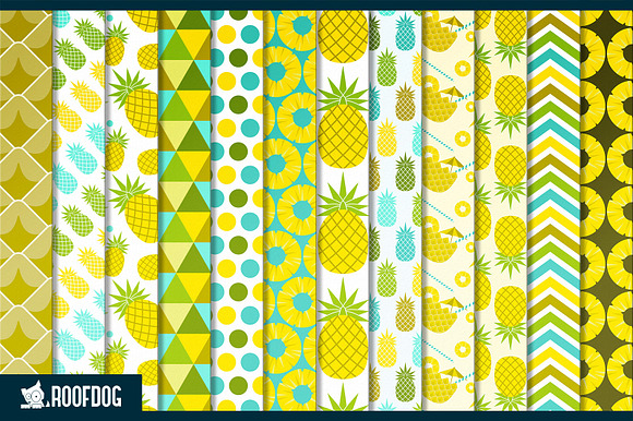 Summer pineapple digital paper in Patterns - product preview 1