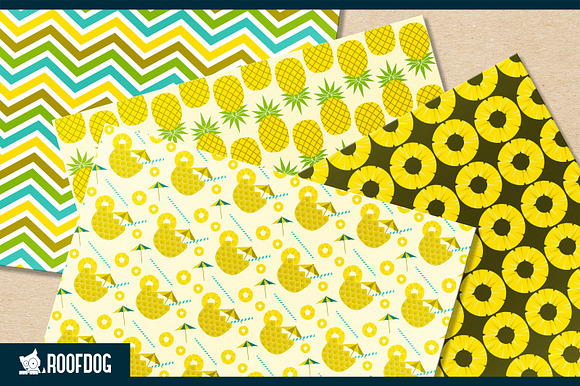 Summer pineapple digital paper in Patterns - product preview 2