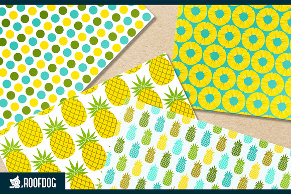 Summer pineapple digital paper in Patterns - product preview 3