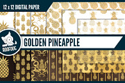 Gold pineapple digital paper