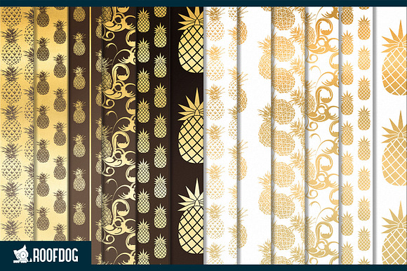 Gold pineapple digital paper in Patterns - product preview 1