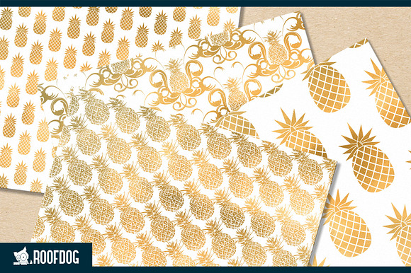 Gold pineapple digital paper in Patterns - product preview 2
