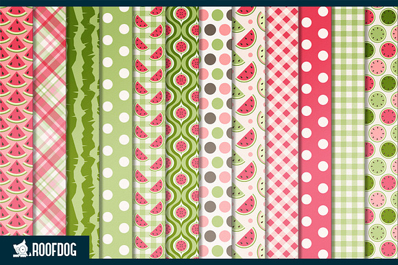 Retro watermelon digital paper in Patterns - product preview 1
