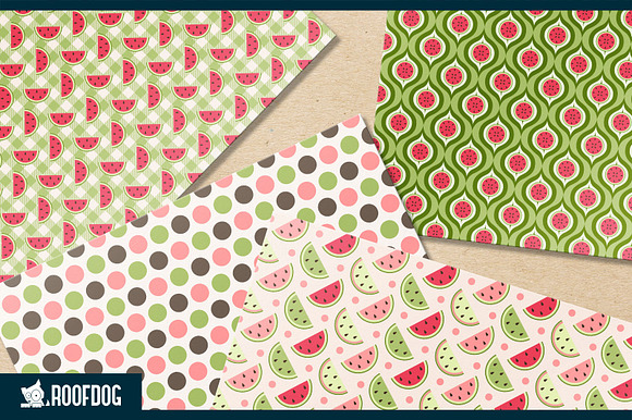 Retro watermelon digital paper in Patterns - product preview 3