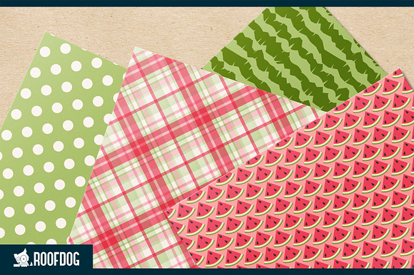 Retro watermelon digital paper in Patterns - product preview 4