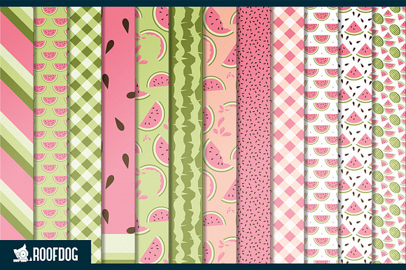 Summer watermelon digital paper in Patterns - product preview 1