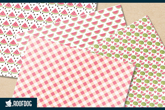 Summer watermelon digital paper in Patterns - product preview 2