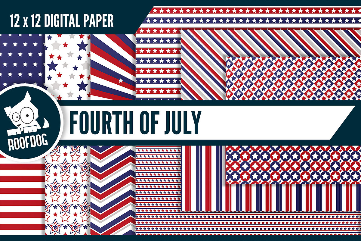 Fourth of July digital paper in Patterns - product preview 8