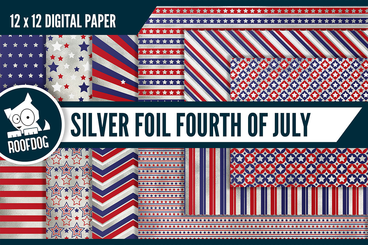 Fourth of July digital paper silver  in Patterns - product preview 8