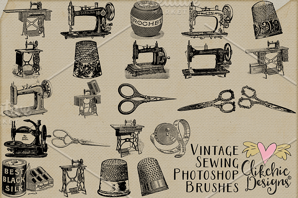 Vintage Sewing Photoshop Brushes in Photoshop Brushes - product preview 1