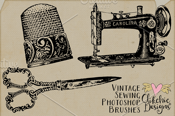 Vintage Sewing Photoshop Brushes in Photoshop Brushes - product preview 2