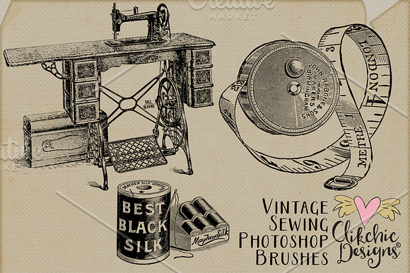 Vintage Sewing Photoshop Brushes in Photoshop Brushes - product preview 3