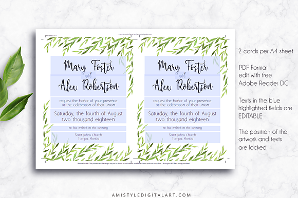 Wedding Invitation - Greenery in Wedding Templates - product preview 1