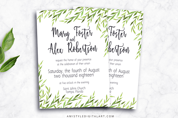 Wedding Invitation - Greenery in Wedding Templates - product preview 3
