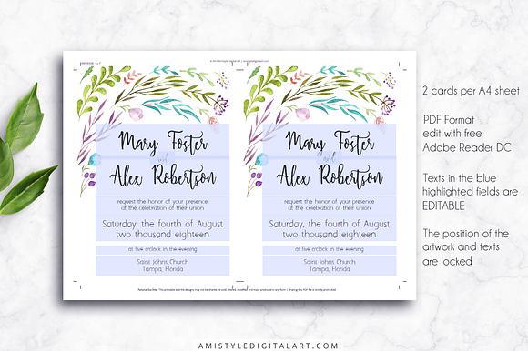 Wedding Invitation Template - Leaves in Wedding Templates - product preview 1