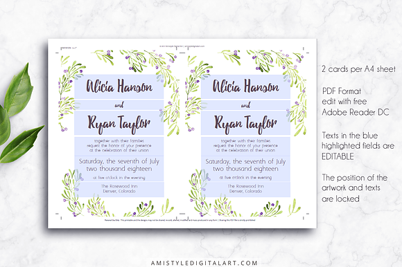 Wedding Invitation Template - Olive in Wedding Templates - product preview 1