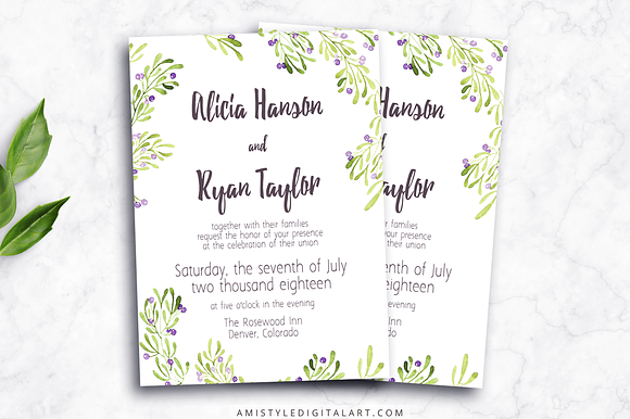 Wedding Invitation Template - Olive in Wedding Templates - product preview 3