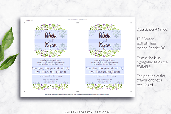 Wedding Invitation Template - Olives in Wedding Templates - product preview 1