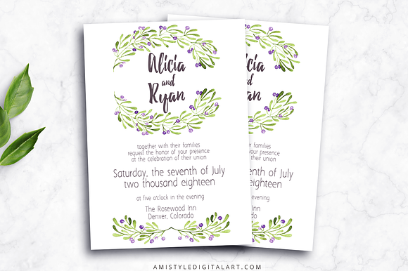 Wedding Invitation Template - Olives in Wedding Templates - product preview 3
