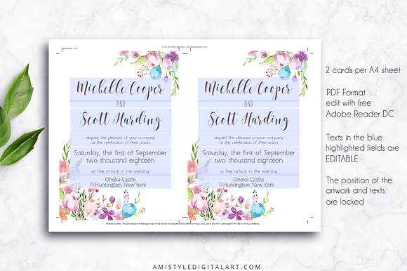 Wedding Invitation Template - Floral in Wedding Templates - product preview 1