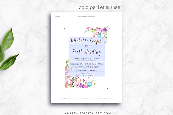 Wedding Invitation Template - Floral in Wedding Templates - product preview 2