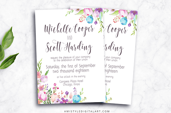 Wedding Invitation Template - Floral in Wedding Templates - product preview 3