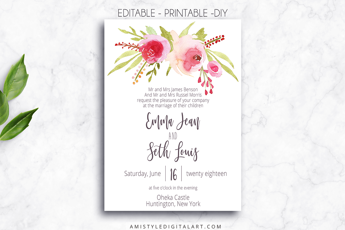Wedding Invitation Template - Roses in Wedding Templates - product preview 8