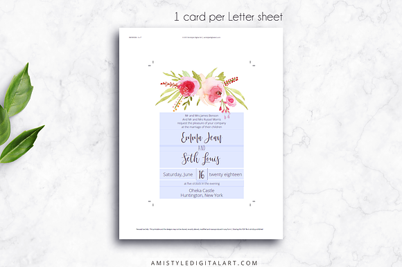 Wedding Invitation Template - Roses in Wedding Templates - product preview 2