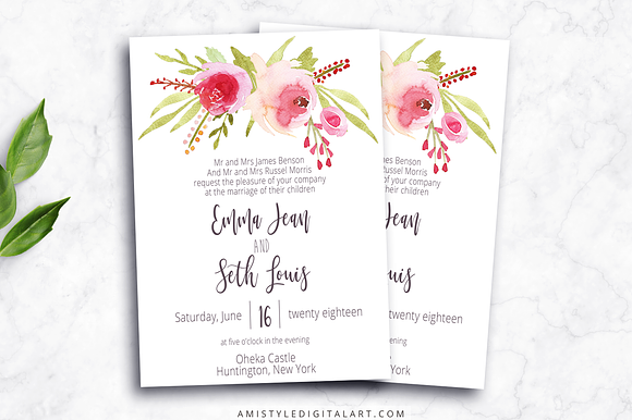 Wedding Invitation Template - Roses in Wedding Templates - product preview 3