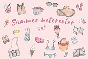 Summer watercolor set