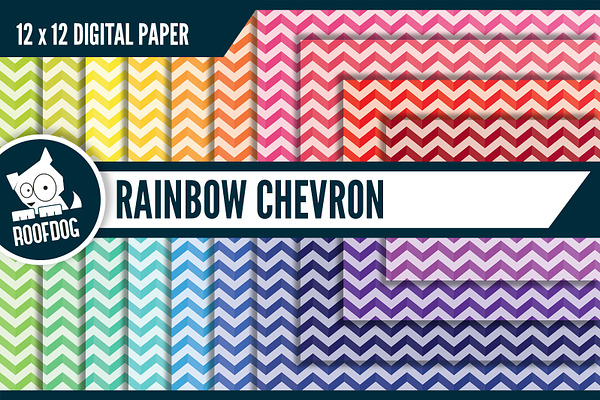 Rainbow chevron digital paper