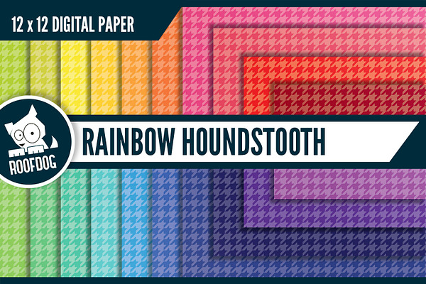 Rainbow houndstooth digital paper