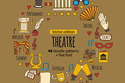 Theatre doodle icons, patterns