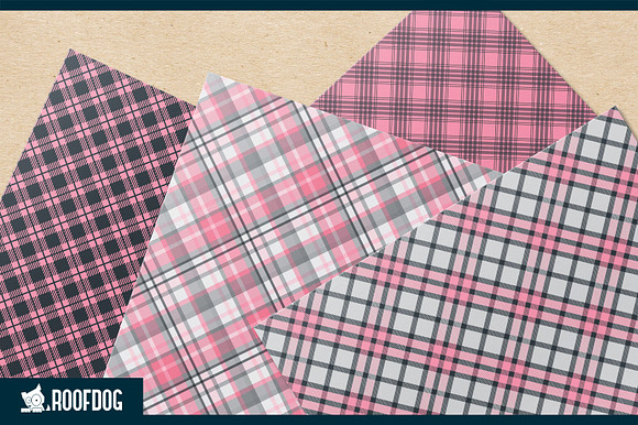 Pink and gray plaid digital paper in Patterns - product preview 4