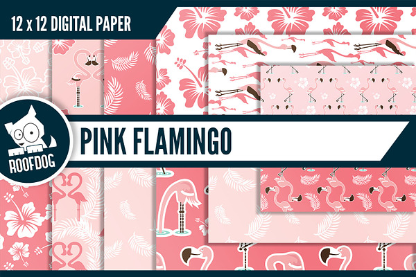Pink flamingo digital paper