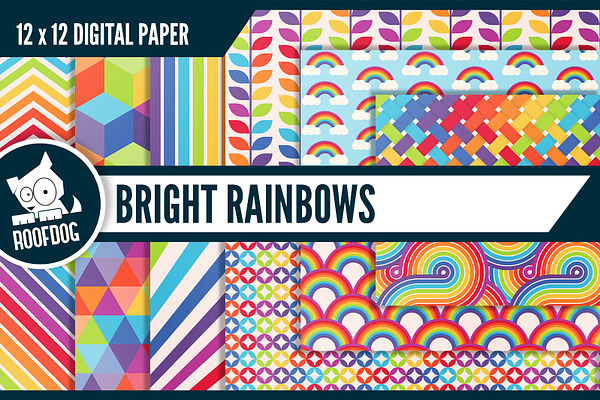 Bright rainbow digital paper