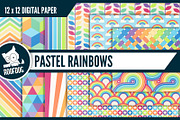 Pastel rainbow digital paper