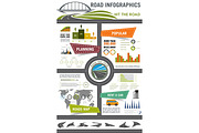 Road travel and car trip infographic design