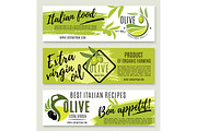 Olive oil banner template set with green branch
