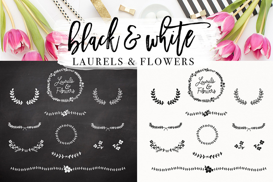 Laurel & Flower Designs + Brush