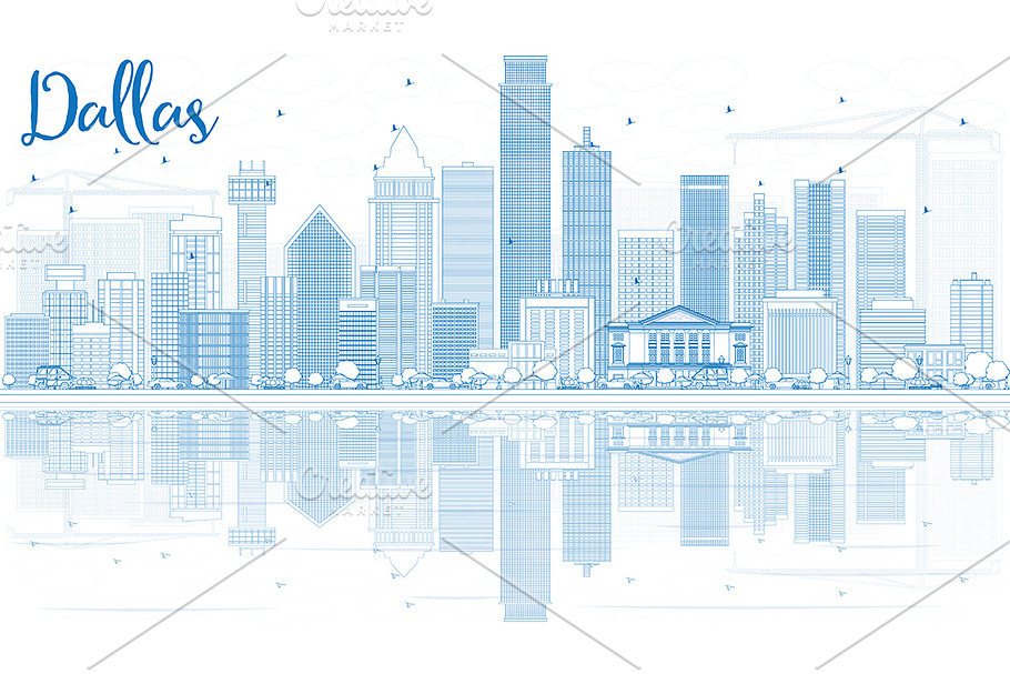 Outline Dallas Skyline in Illustrations - product preview 8