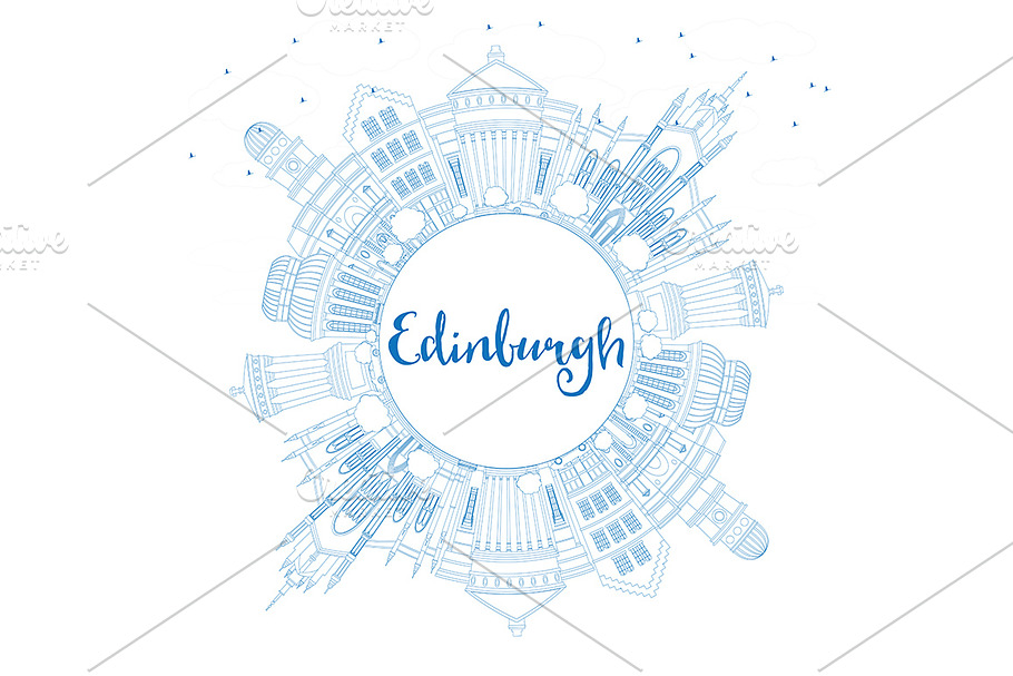 Outline Edinburgh Skyline in Illustrations - product preview 8