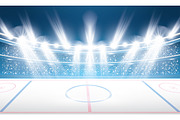 Ice Hockey Stadium with Spotlights. 