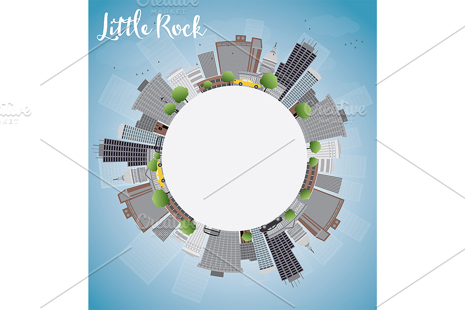Little Rock Skyline in Illustrations - product preview 8