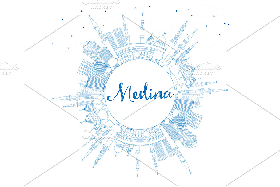 Outline Medina Skyline in Illustrations - product preview 8