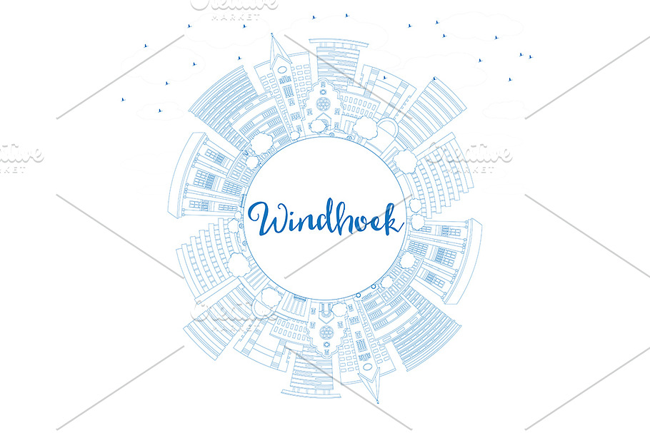 Outline Windhoek Skyline in Illustrations - product preview 8