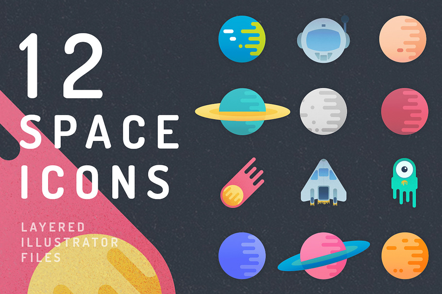 12 Vibrant Space Icons in Graphics - product preview 8