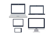 PC Devices Set. Collection of Realistic Monitors